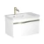 BADEDU FILS Waschbecken mit Unterschrank 69 cm breit, Weiß, Waschbecken Gussmarmor Weiß, Griff Silber