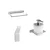 BADEDU SIRIUS Accessoire Set 3-teilig, Chrom, Handtuchhaken, Toilettenpapierhalter, Seifenspender mit Halter