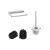 BADEDU SIRIUS Accessoire Set 3-teilig, Chrom, Toilettenpapierhalter, Toilettenbürste mit Halter, 2x Ersatzbürstenköpfe