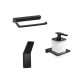 BADEDU SIRIUS Accessoire Set 3-teilig, Schwarz matt, Handtuchhaken, Toilettenpapierhalter, Seifenspender mit Halter