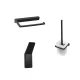 BADEDU SIRIUS Accessoire Set 3-teilig, Schwarz matt, Handtuchhaken, Toilettenpapierhalter, Toilettenbürste mit Halter