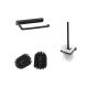 BADEDU SIRIUS Accessoire Set 3-teilig, Schwarz matt, Toilettenpapierhalter, Toilettenbürste mit Halter, 2x Ersatzbürstenköpfe
