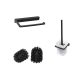 BADEDU SIRIUS Accessoire Set 3-teilig, Schwarz matt, Toilettenpapierhalter, Toilettenbürste mit Halter, 2x Ersatzbürstenköpfe