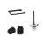 BADEDU SIRIUS Accessoire Set 3-teilig, Schwarz matt, Toilettenpapierhalter, Toilettenbürste mit Halter, 2x Ersatzbürstenköpfe