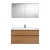 Burgbad FIUMO Waschtisch Set mit Spiegelschrank 122 cm breit, Braun, Waschbecken Gussmarmor Weiß