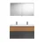 Burgbad FIUMO Waschtisch Set mit Spiegelschrank 122 cm breit, Braun/Anthrazit, Doppelwaschbecken Gussmarmor Weiß