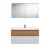 Burgbad FIUMO Waschtisch Set mit Spiegelschrank 122 cm breit, Braun/Weiß, Waschbecken Gussmarmor Weiß