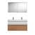 Burgbad FIUMO Waschtisch Set mit Spiegelschrank 122 cm breit, Weiß/Braun, Doppelwaschbecken Gussmarmor Weiß
