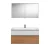 Burgbad FIUMO Waschtisch Set mit Spiegelschrank 122 cm breit, Weiß/Braun, Waschbecken Gussmarmor Weiß