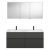 Burgbad FIUMO Waschtisch Set mit Spiegelschrank 142 cm breit, Anthrazit, Doppelwaschbecken Gussmarmor Weiß, 4 Schubladen, Anschlag links