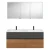 Burgbad FIUMO Waschtisch Set mit Spiegelschrank 142 cm breit, Anthrazit/Braun, Doppelwaschbecken Gussmarmor Weiß, 4 Schubladen, Anschlag rechts