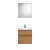 Burgbad FIUMO Waschtisch Set mit Spiegelschrank 62 cm breit, Braun, Waschbecken Gussmarmor Weiß, Anschlag rechts