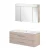 FACKELMANN B.CLEVER Waschtisch Set mit Spiegelschrank 120 cm breit, Braun hell, Waschbecken Gussmarmor Weiß