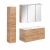 FACKELMANN B.PERFEKT Badmöbel Set 4-teilig 103 cm breit, Braun hell, Waschbecken Keramik Weiß + LED Spiegelschrank + Hochschrank
