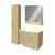 FACKELMANN B.STYLE Badmöbel Set 4-teilig 83 cm breit, Braun, Waschbecken Gussmarmor Weiß + LED-Spiegelschrank + Hochschrank Türanschlag links