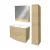 FACKELMANN B.STYLE Badmöbel Set 4-teilig 83 cm breit, Braun, Waschbecken Gussmarmor Weiß + LED-Spiegelschrank + Hochschrank Türanschlag rechts