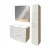FACKELMANN B.STYLE Badmöbel Set 4-teilig 83 cm breit, Weiß/Braun, Waschbecken Gussmarmor Weiß + LED-Spiegelschrank + Hochschrank Türanschlag rechts