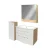 FACKELMANN B.STYLE Badmöbel Set 4-teilig 83 cm breit, Weiß/Braun, Waschbecken Gussmarmor Weiß + LED-Spiegelschrank + Midischrank Türanschlag links