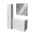 FACKELMANN B.STYLE Badmöbel Set 4-teilig 83 cm breit, Weiß/Braun hell + LED Spiegel Spiegelschrank+ Hochschrank Türanschlag links