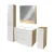 FACKELMANN B.STYLE Badmöbel Set 5-teilig 83 cm breit, Weiß/Braun + LED Spiegelschrank + Hochschrank + Midischrank