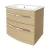 FACKELMANN B.STYLE Waschbecken mit Unterschrank 63 cm breit, Braun, Waschbecken Gussmarmor Weiß