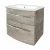 FACKELMANN B.STYLE Waschbecken mit Unterschrank 63 cm breit, Braun hell, Waschbecken Gussmarmor Weiß