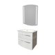 FACKELMANN B.STYLE Waschtisch Set mit Spiegel 63 cm breit, Weiß/Braun, Waschbecken Gussmarmor Weiß