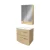 FACKELMANN B.STYLE Waschtisch Set mit Spiegelschrank 60 cm breit, Braun, Waschbecken Gussmarmor Weiß