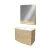 FACKELMANN B.STYLE Waschtisch Set mit Spiegelschrank 80 cm breit, Braun, Waschbecken Gussmarmor Weiß