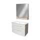 FACKELMANN B.STYLE Waschtisch Set mit Spiegelschrank 83 cm breit, Weiß/Braun, Waschbecken Gussmarmor Weiß