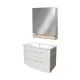 FACKELMANN B.STYLE Waschtisch Set mit Spiegelschrank 83 cm breit, Weiß/Braun, Waschbecken Gussmarmor Weiß