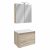 FACKELMANN COMPACT LINE Waschtisch Set mit Spiegelschrank 71 cm breit, Braun, Waschbecken Keramik Weiß, inklusive Aufsatzleuchte und Energie Box, 1 Schublade