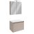 FACKELMANN COMPACT LINE Waschtisch Set mit Spiegelschrank 71 cm breit, Grau, Waschbecken Keramik Weiß, inklusive Aufsatzleuchte und Energie Box, 1 Schublade