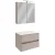 FACKELMANN COMPACT LINE Waschtisch Set mit Spiegelschrank 71 cm breit, Grau, Waschbecken Keramik Weiß, inklusive Aufsatzleuchte und Energie Box, 2 Schubladen