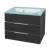 FACKELMANN KARA Waschbecken mit Unterschrank 80 cm breit, Anthrazit, Waschbecken Glas Mint, 2 Schubladen