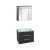 FACKELMANN KARA Waschtisch Set mit Spiegelschrank 80 cm breit, Anthrazit, Waschbecken Glas Mint, 2 Schubladen