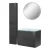 FACKELMANN LUNA Badmöbel Set 5-teilig 80 cm breit, Anthrazit, Waschbecken Glas Weiß + LED Spiegel + Hochschrank slim + Waschbeckenbeleuchtung
