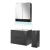FACKELMANN LUNA Badmöbel Set 5-teilig 80 cm breit, Anthrazit, Waschbecken Keramik Weiß + LED Spiegelschrank + Midischrank + Ambientebeleuchtung