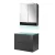 FACKELMANN LUNA Waschtisch Set mit Spiegelschrank 80 cm breit, Anthrazit, Waschbecken Glas Mint + Ambientebeleuchtung