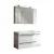 FACKELMANN LUXOR Badmöbel Set 5-teilig 100 cm breit, Weiß/Braun hell, Waschbecken Gussmarmor Weiß + LED Spiegelschrank + Unterschrank + Hängeschrank Türanschlag rechts
