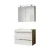FACKELMANN LUXOR Waschtisch Set mit Spiegelschrank 80 cm breit, Weiß/Braun hell, Waschbecken Gussmarmor Weiß