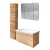 FACKELMANN MILANO Badmöbel Set 4-teilig 107 cm breit, Braun hell, Waschbecken Keramik Weiß + LED Spiegelschrank + Hochschrank