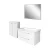 FACKELMANN MILANO Badmöbel Set 4-teilig 107 cm breit, Weiß, Waschbecken Keramik Weiß + LED Spiegel + Doppel Midischrank