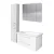 FACKELMANN MILANO Badmöbel Set 4-teilig 107 cm breit, Weiß, Waschbecken Keramik Weiß + LED Spiegelschrank + Hochschrank