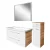 FACKELMANN MILANO Badmöbel Set 4-teilig 107 cm breit, Weiß/Braun hell, Waschbecken Keramik Weiß + LED Spiegel + Midischrank