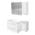 FACKELMANN MILANO Badmöbel Set 5-teilig 88 cm breit, Weiß, Waschbecken Keramik Weiß + LED Spiegelschrank + Unterschrank + Hängeschrank