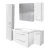 FACKELMANN MILANO Badmöbel Set 6-teilig 88 cm breit, Weiß, Waschbecken Keramik Weiß + LED Spiegelschrank + Unterschrank + Hängeschrank + Hochschrank