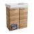 FACKELMANN MILANO Gäste WC Waschtisch Set 55 cm breit, Braun hell, Waschbecken Keramik Weiß + Waschbeckenbeleuchtungun hell, Keramik