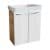FACKELMANN MILANO Gäste WC Waschtisch Set 55 cm breit, Weiß/Braun hell, Waschbecken Keramik Weiß + Waschbeckenbeleuchtung