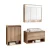 FACKELMANN NATURA Badmöbel Set 4-teilig 94 cm breit, Braun hell, Aufsatzwaschbecken Keramik Weiß + LED Spiegelschrank + Doppel Midischrank